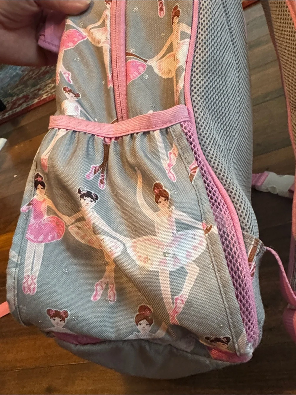 Pottery Barn Kids Pink and Gray Ballerina Backpack